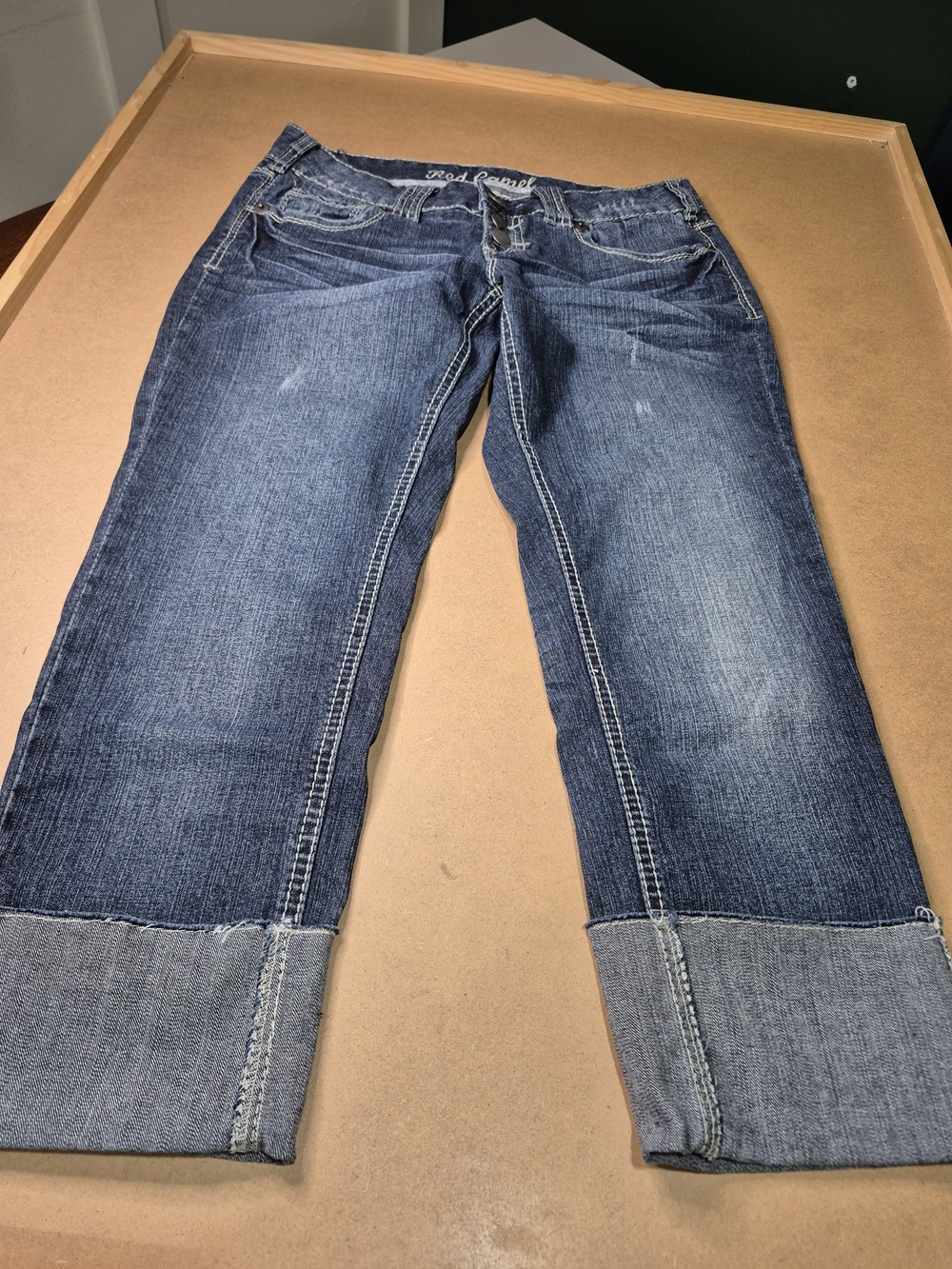 Red Camel Dark Blue Cuffed Cropped Jeans
